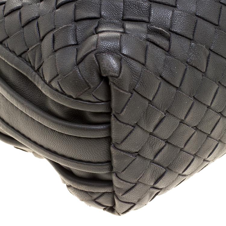 Pre Owned Bottega Veneta Grey Intrecciato Leather Double Messenger Bag