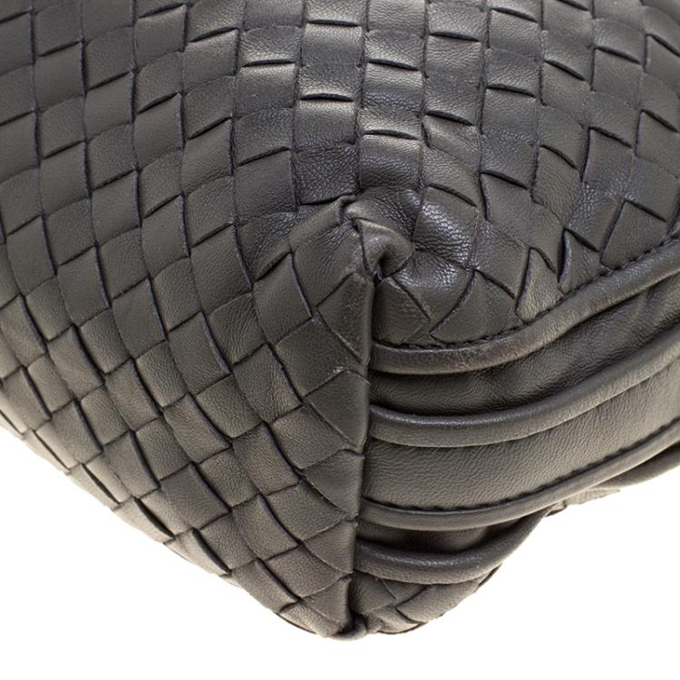 Pre Owned Bottega Veneta Grey Intrecciato Leather Double Messenger Bag
