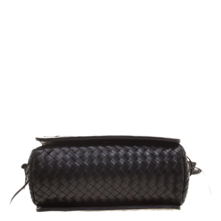 Pre Owned Bottega Veneta Black Intrecciato Leather Limited Edition Floral Applique Sienna Satchel