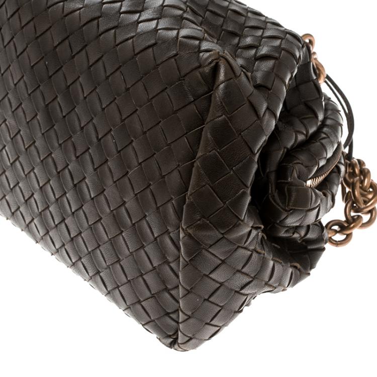 Pre Owned Bottega Veneta Brown Intrecciato Leather Bowling Bag