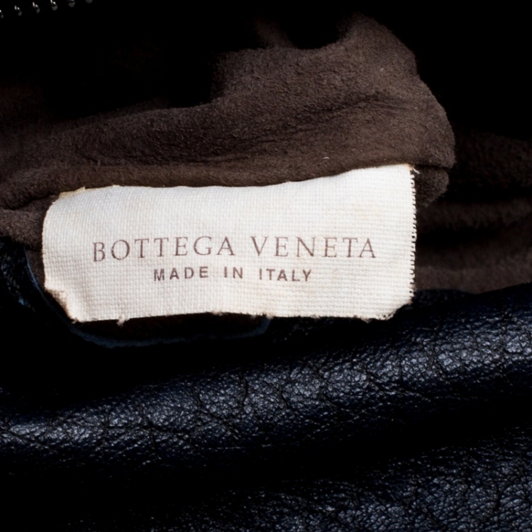 Pre Owned Bottega Veneta Dark Blue Leather and Intrecciato Crocodile Trims Messenger Bag
