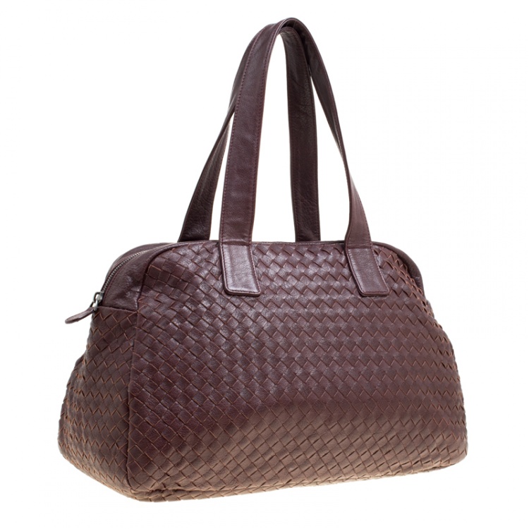 Pre Owned Bottega Veneta Ebano Intrecciato Leather Satchel