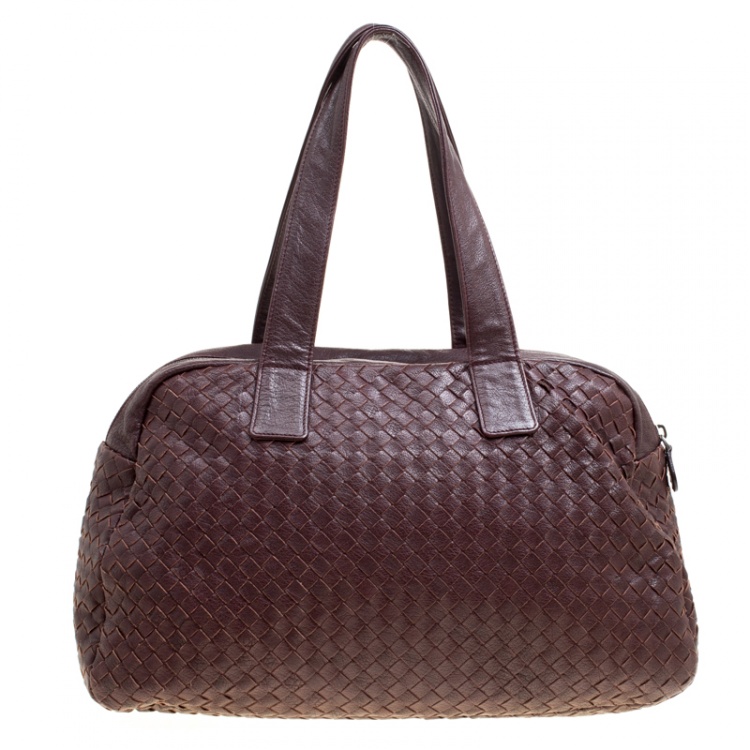 Pre Owned Bottega Veneta Ebano Intrecciato Leather Satchel