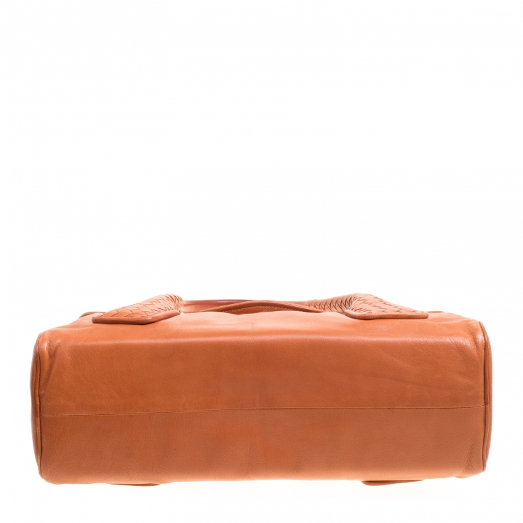 Pre Owned Bottega Veneta Copper Leather Satchel