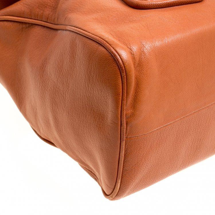 Pre Owned Bottega Veneta Copper Leather Satchel