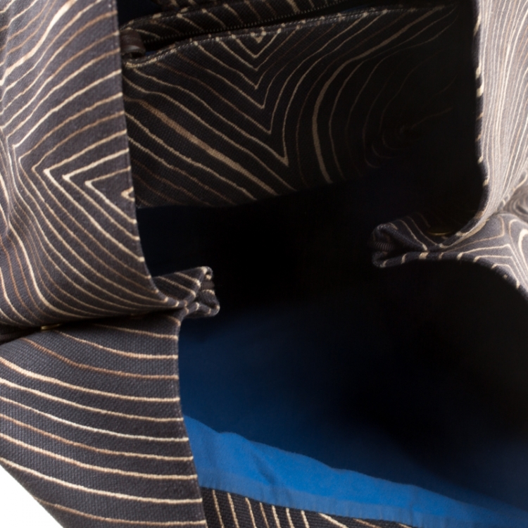 Pre Owned Bottega Veneta Black Printed Canvas Shopper Tote