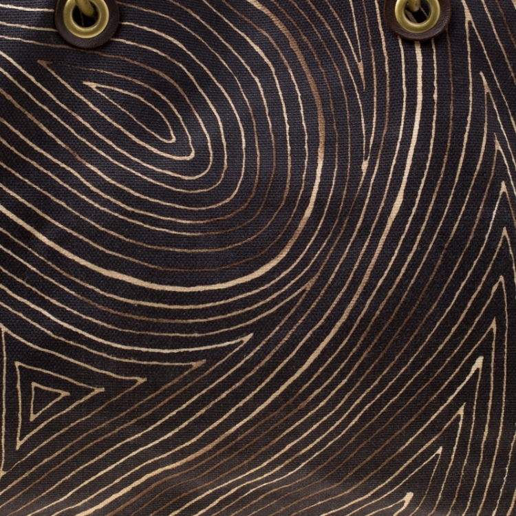 Pre Owned Bottega Veneta Black Printed Canvas Shopper Tote