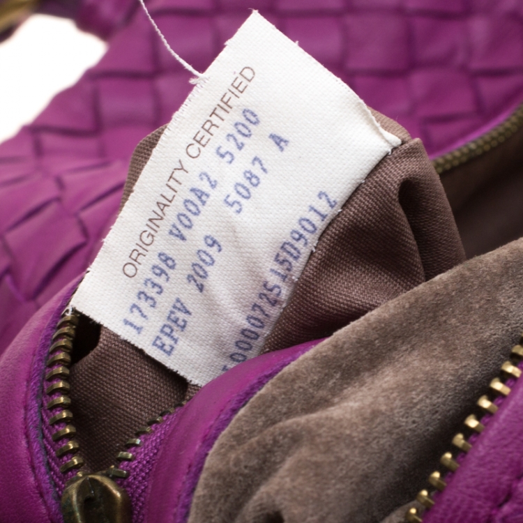 Pre Owned Bottega Veneta Purple Intrecciato Leather Montaigne Satchel