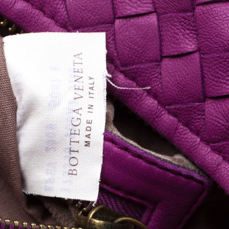 Pre Owned Bottega Veneta Purple Intrecciato Leather Montaigne Satchel