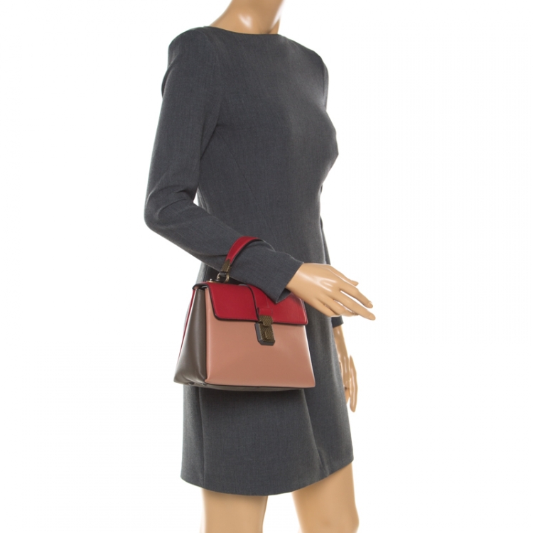 Pre Owned Bottega Veneta Multicolor Leather Small Piazza Top Handle Bag