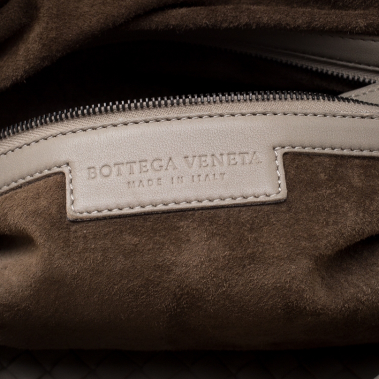 Pre Owned Bottega Veneta Grey Intrecciato Leather Montaigne Satchel