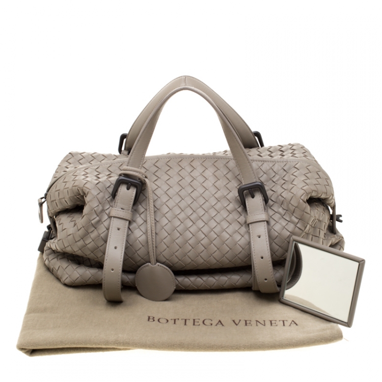 Pre Owned Bottega Veneta Grey Intrecciato Leather Montaigne Satchel