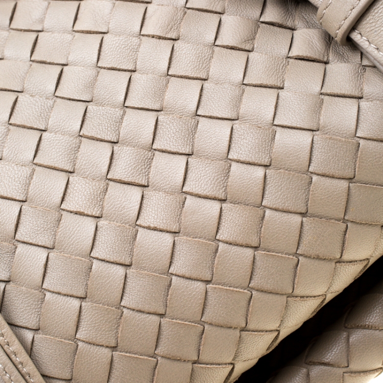 Pre Owned Bottega Veneta Grey Intrecciato Leather Montaigne Satchel