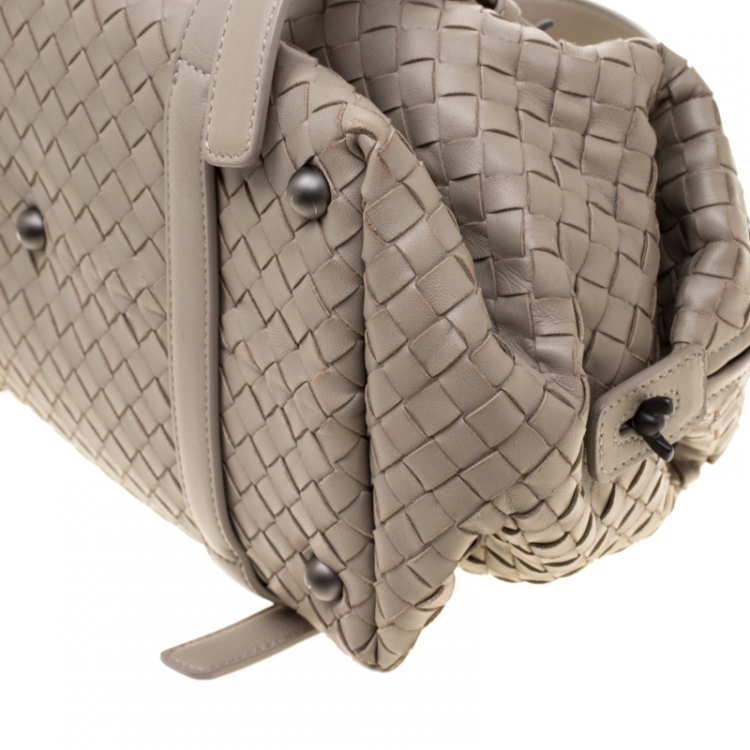Pre Owned Bottega Veneta Grey Intrecciato Leather Montaigne Satchel