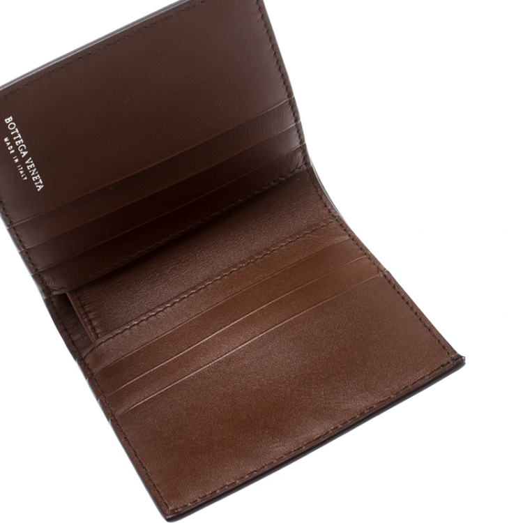 Pre Owned Bottega Veneta Brown Intrecciato Leather Bifold Wallet