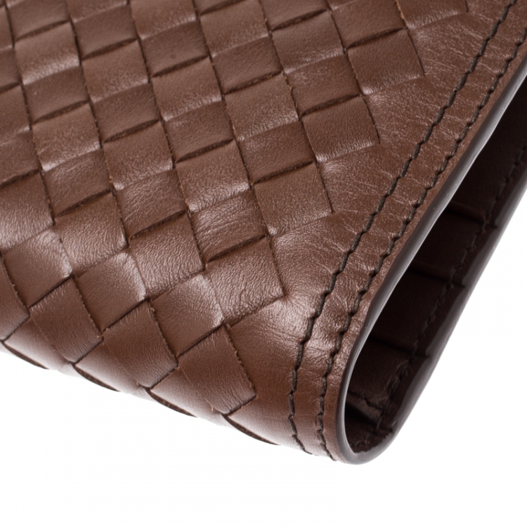 Pre Owned Bottega Veneta Brown Intrecciato Leather Bifold Wallet