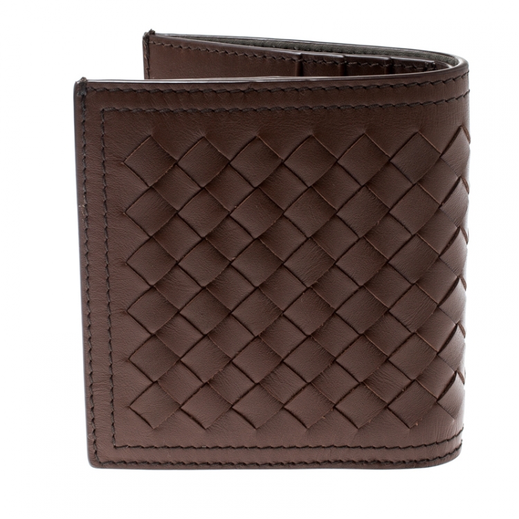 Pre Owned Bottega Veneta Brown Intrecciato Leather Bifold Wallet