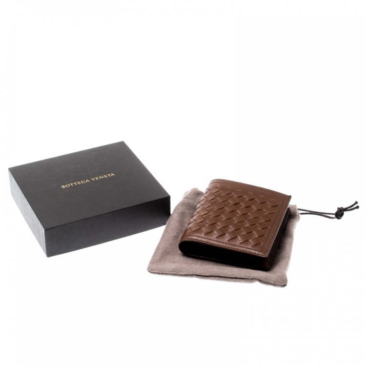 Pre Owned Bottega Veneta Brown Intrecciato Leather Bifold Wallet