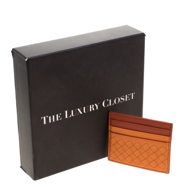 Pre Owned Bottega Veneta Bicolor Intrecciato Leather Cardholder
