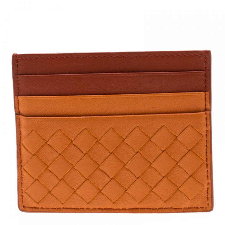 Pre Owned Bottega Veneta Bicolor Intrecciato Leather Cardholder