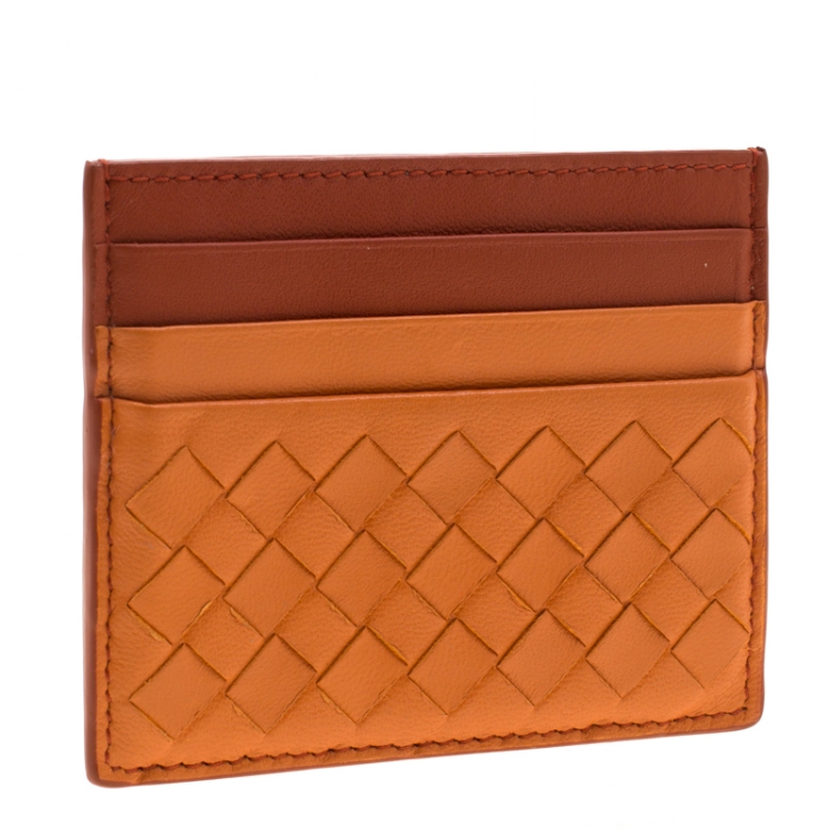 Pre Owned Bottega Veneta Bicolor Intrecciato Leather Cardholder