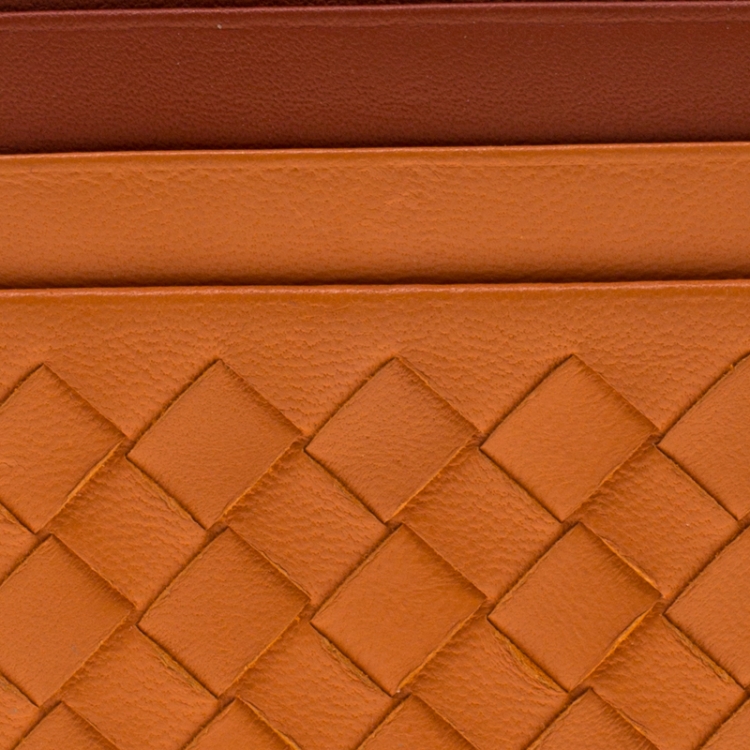 Pre Owned Bottega Veneta Bicolor Intrecciato Leather Cardholder