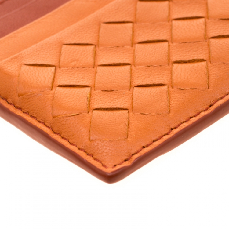 Pre Owned Bottega Veneta Bicolor Intrecciato Leather Cardholder