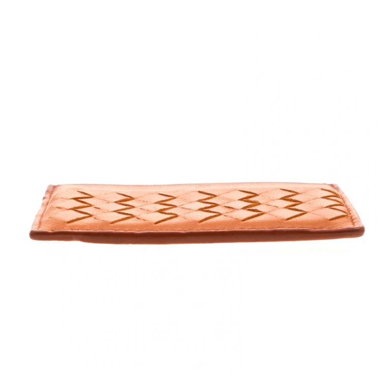 Pre Owned Bottega Veneta Bicolor Intrecciato Leather Cardholder