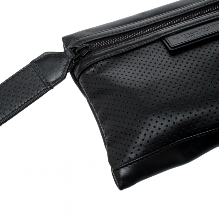 Pre Owned Bottega Veneta Black Leggero Leather Pouch