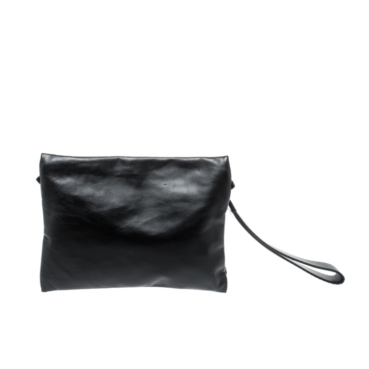 Pre Owned Bottega Veneta Black Leggero Leather Pouch