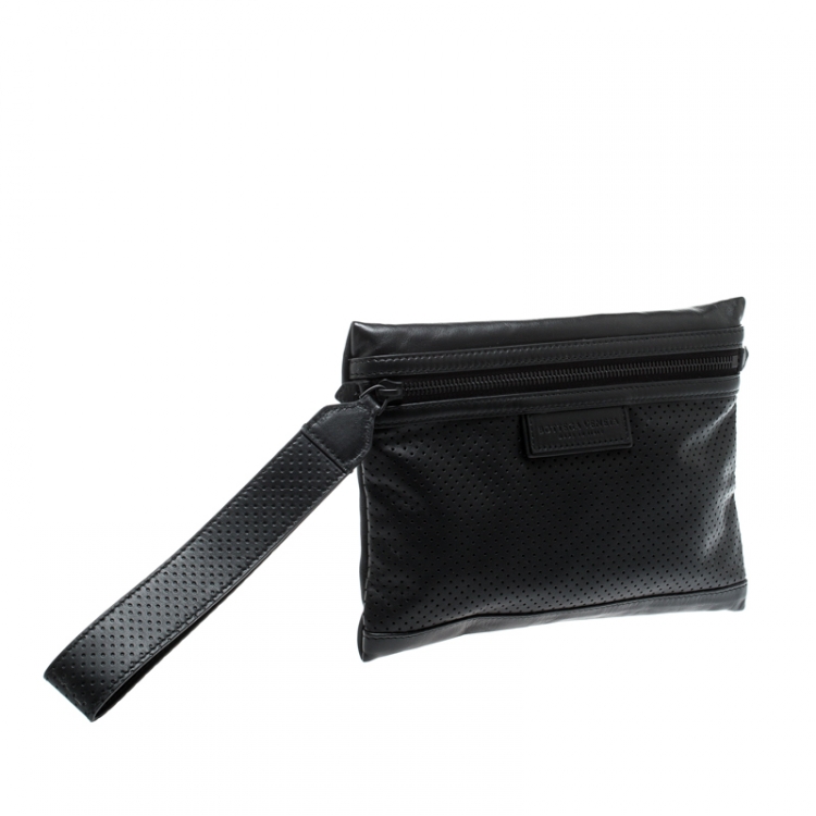 Pre Owned Bottega Veneta Black Leggero Leather Pouch