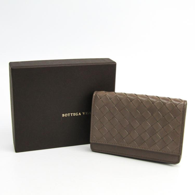 Pre Owned Bottega Veneta Brown Intrecciato Nappa Leather Card Case
