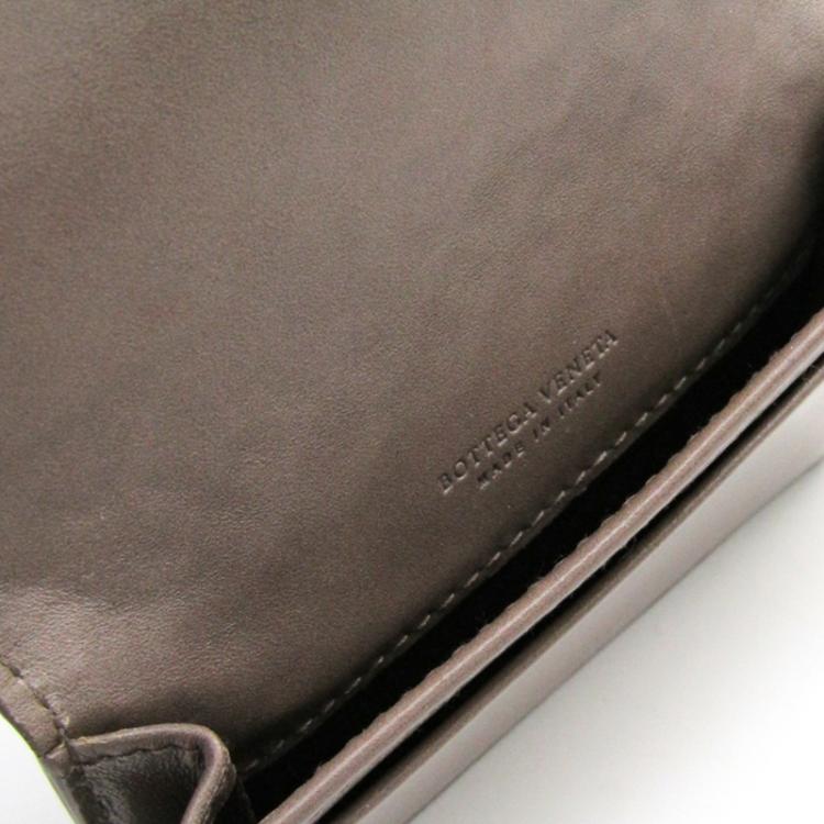Pre Owned Bottega Veneta Brown Intrecciato Nappa Leather Card Case