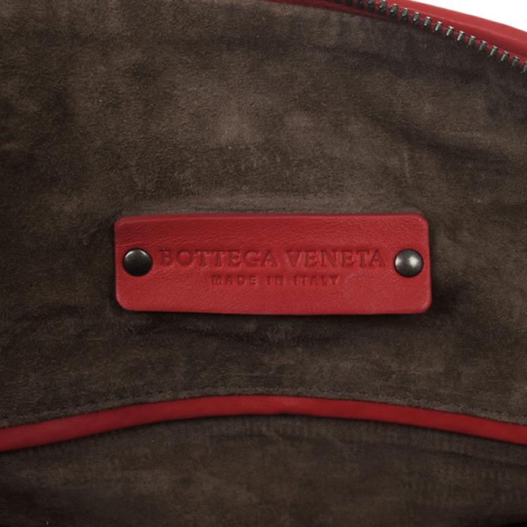 Pre Owned Bottega Veneta Red Intrecciato Boston Bag
