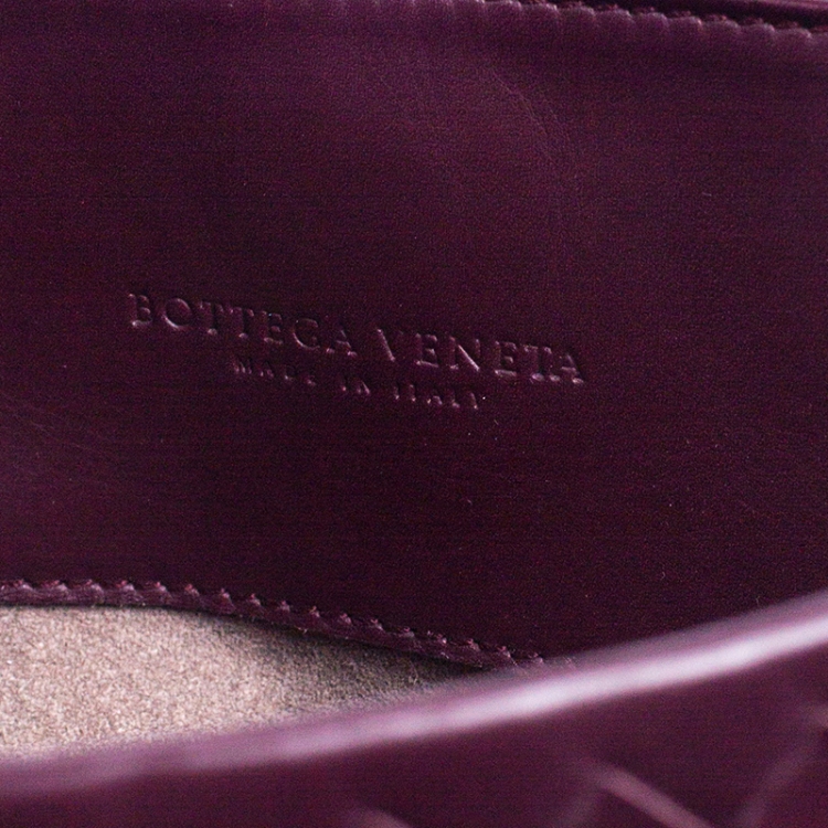 Pre Owned Bottega Veneta Burgundy Intrecciato Leather Small Roma Tote
