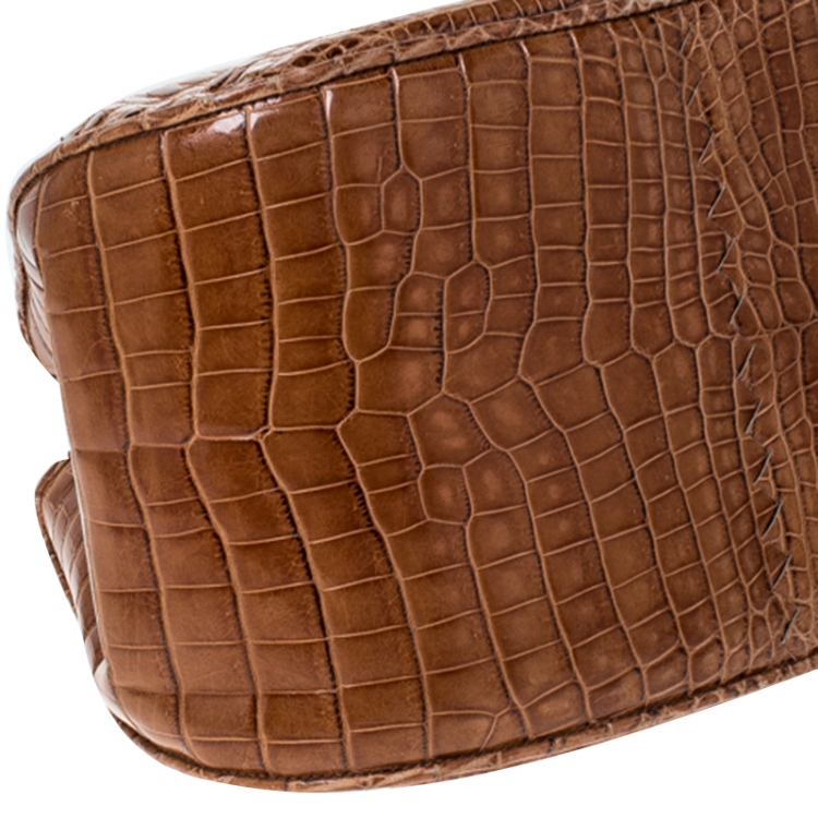 Pre Owned Bottega Veneta Brown Crocodile Satchel