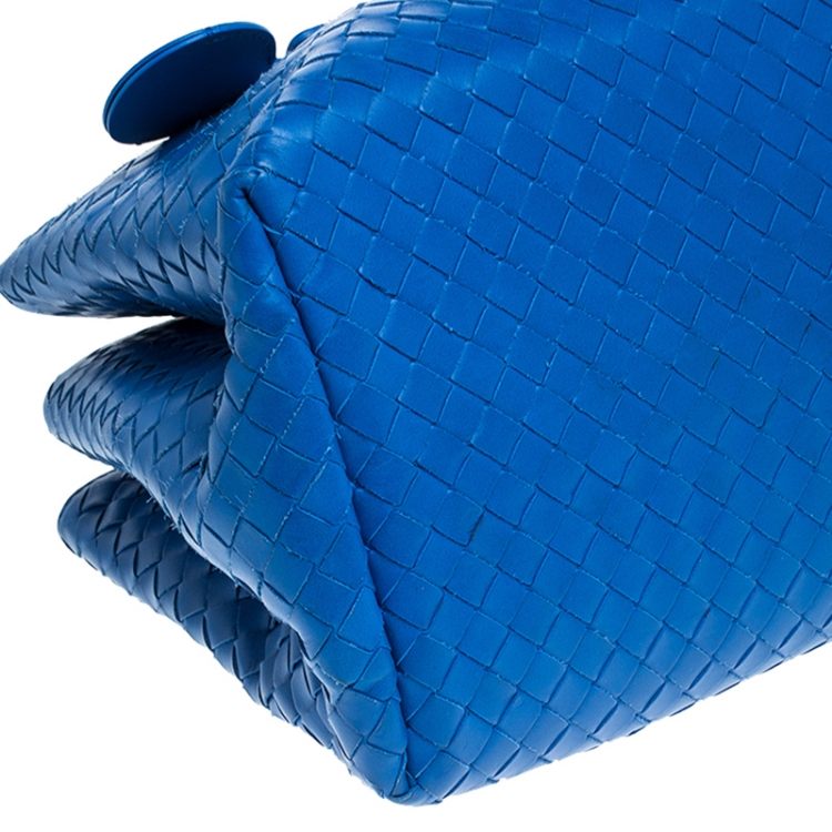 Pre Owned Bottega Veneta Blue Intrecciato Nappa Leather Roma Tote