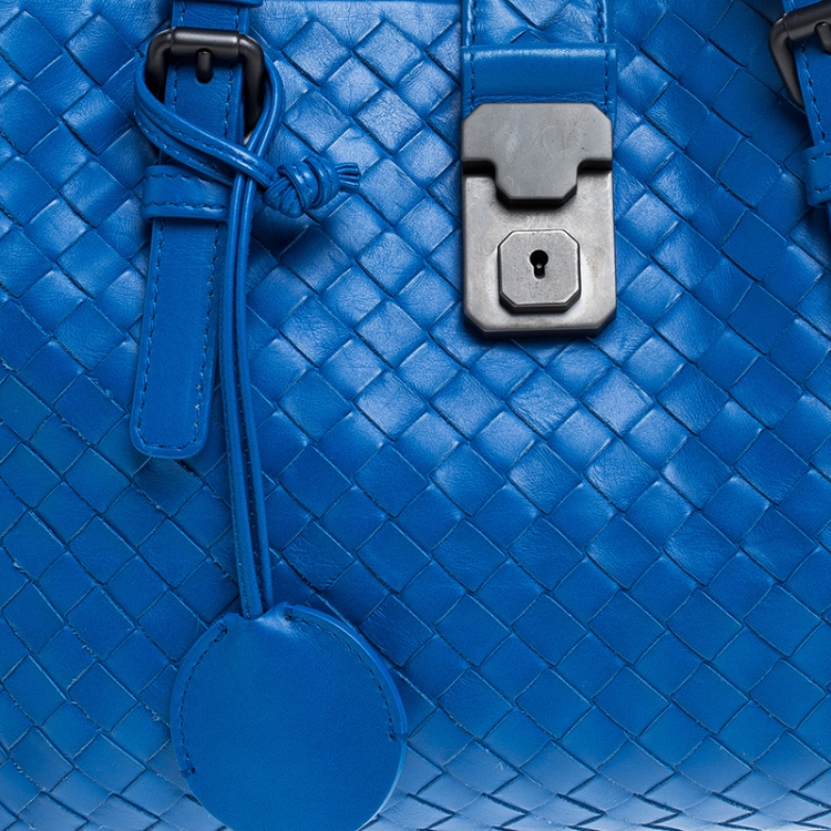 Pre Owned Bottega Veneta Blue Intrecciato Nappa Leather Roma Tote