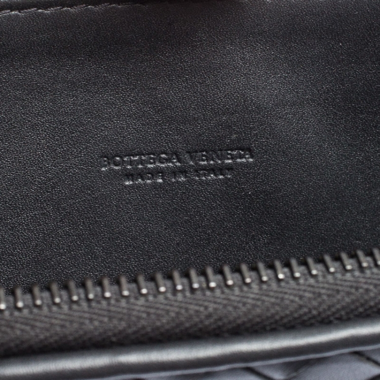 Pre Owned Bottega Veneta Dark Grey Intrecciato Leather Pouch