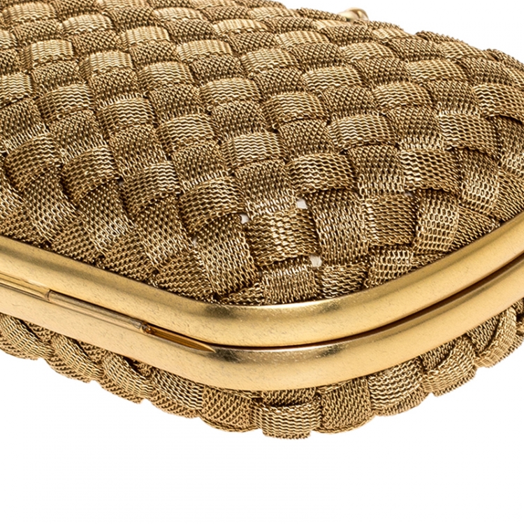 bottega veneta gold knot clutch