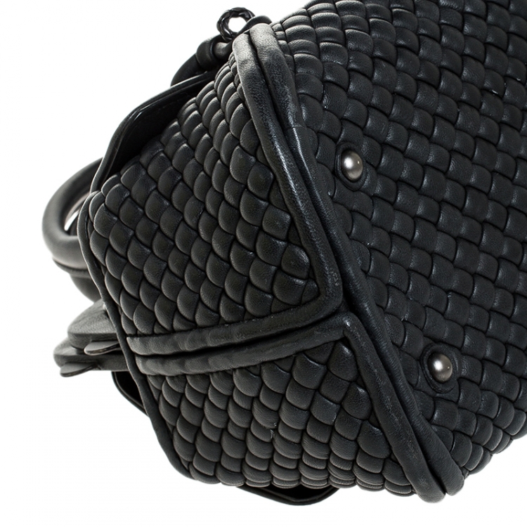 Pre Owned Bottega Veneta Dark Grey Intrecciato Leather Satchel