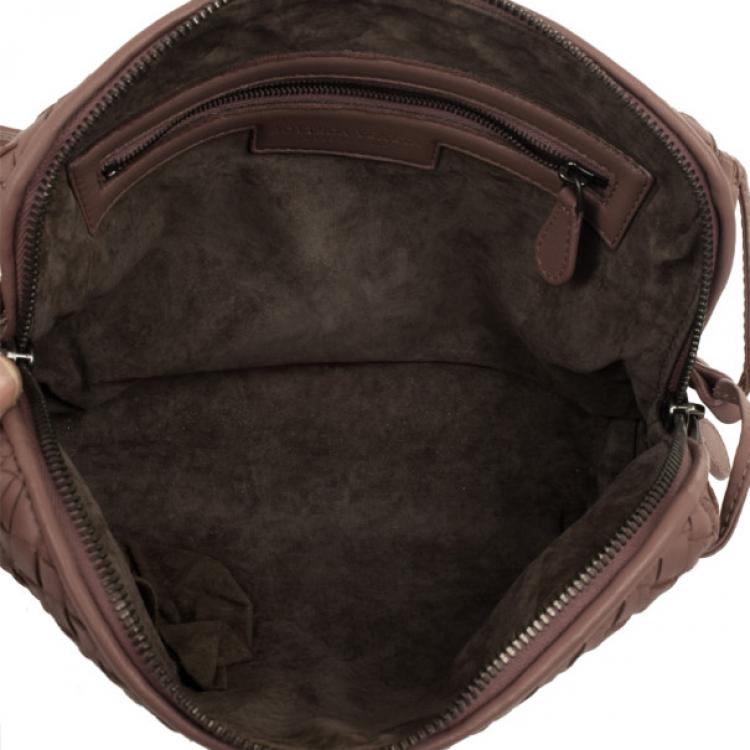 Pre Owned Bottega Veneta Small Pink Intrecciato Square Messenger Bag 