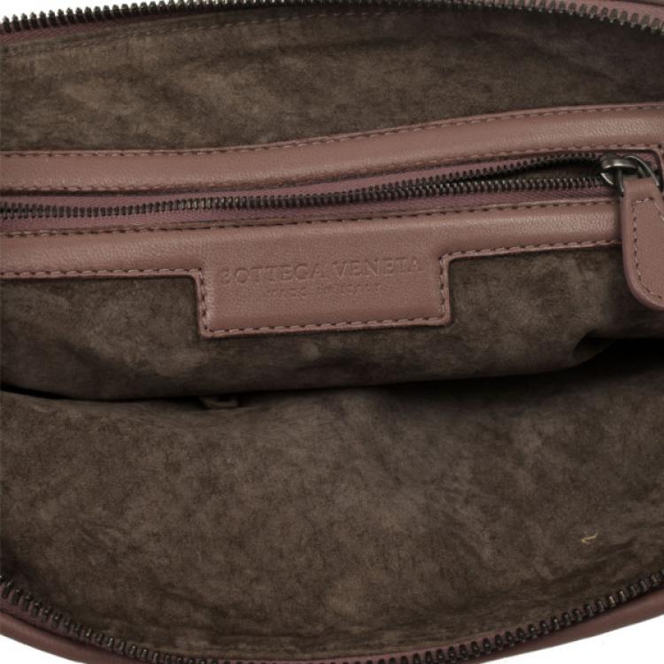 Pre Owned Bottega Veneta Small Pink Intrecciato Square Messenger Bag 