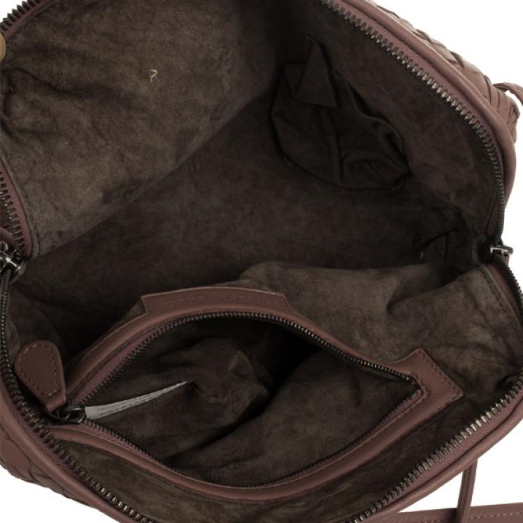 Pre Owned Bottega Veneta Small Pink Intrecciato Square Messenger Bag 