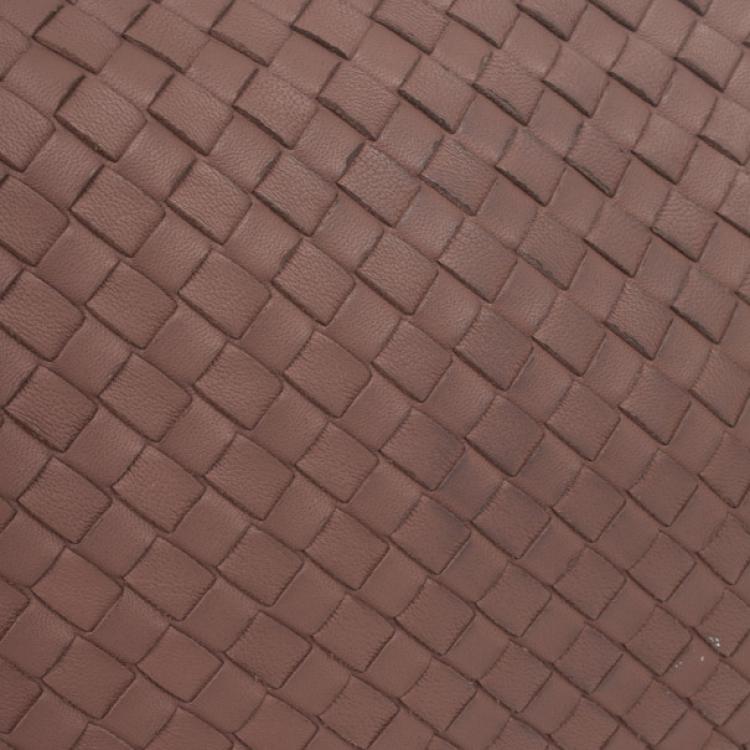 Pre Owned Bottega Veneta Small Pink Intrecciato Square Messenger Bag 