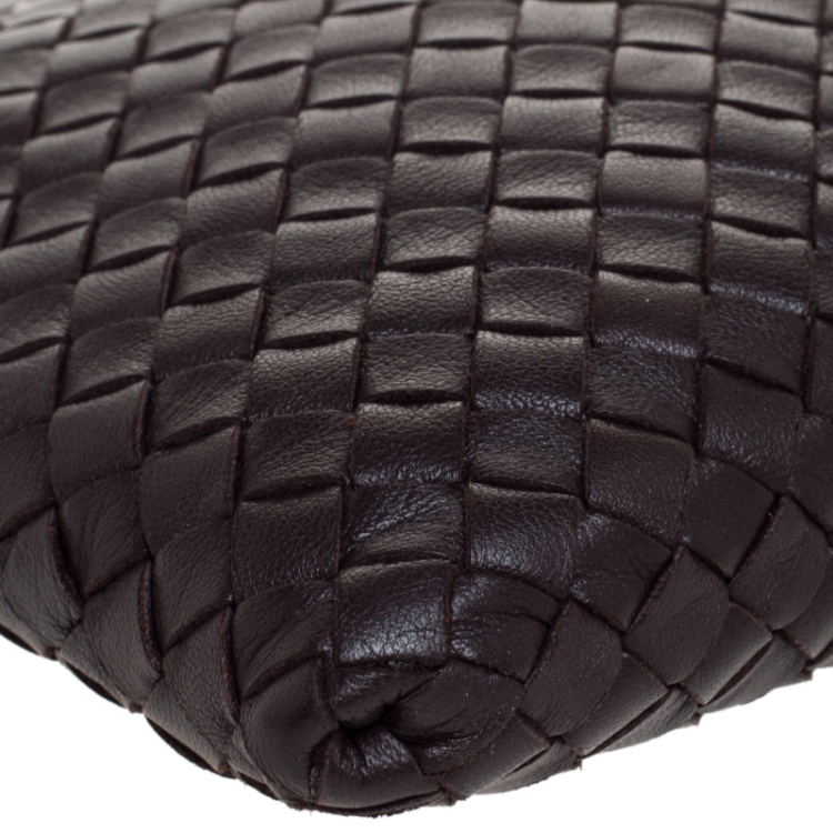 Pre Owned Bottega Veneta Dark Brown Intrecciato Leather Pouch