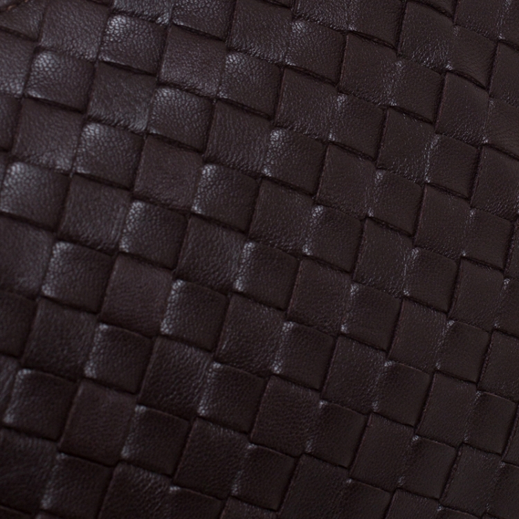 Pre Owned Bottega Veneta Dark Brown Intrecciato Leather Pouch