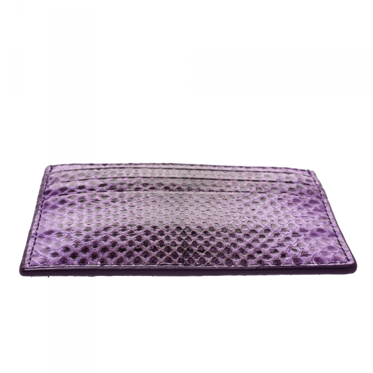 Pre Owned Bottega Veneta Lilac Snakeskin Card Holder