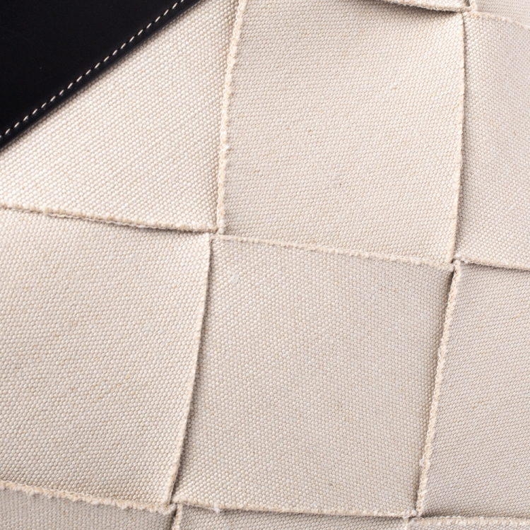 Pre Owned Bottega Veneta Cream/Black Canvas and Leather Slip Tote