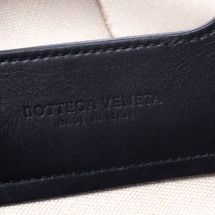 Pre Owned Bottega Veneta Cream/Black Canvas and Leather Slip Tote